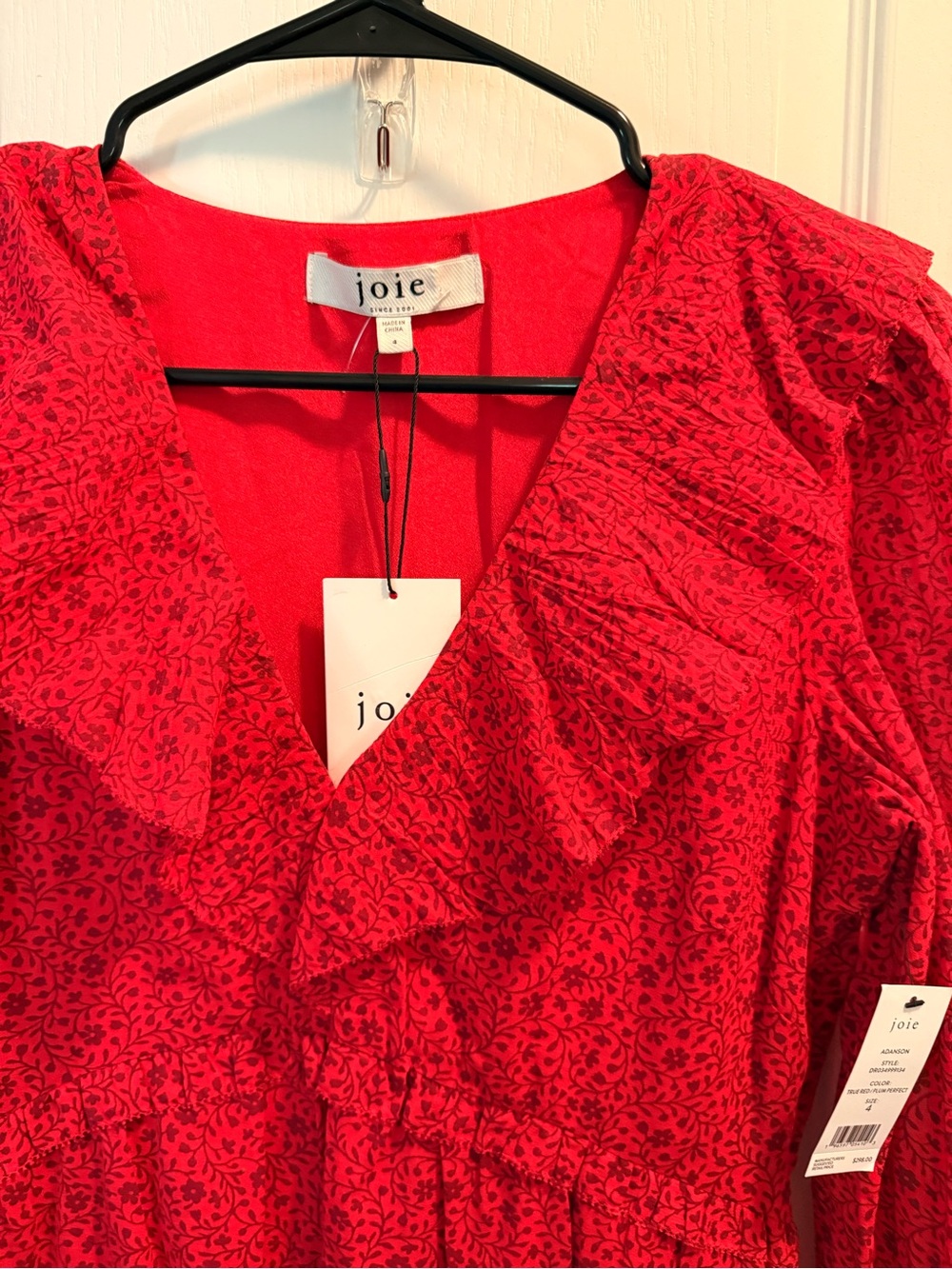 JOIE ADANSON MINI COTTON DRESS IN TRUE RED PLUM PERFECT Sz 4 NWT - Picture 5 of 10